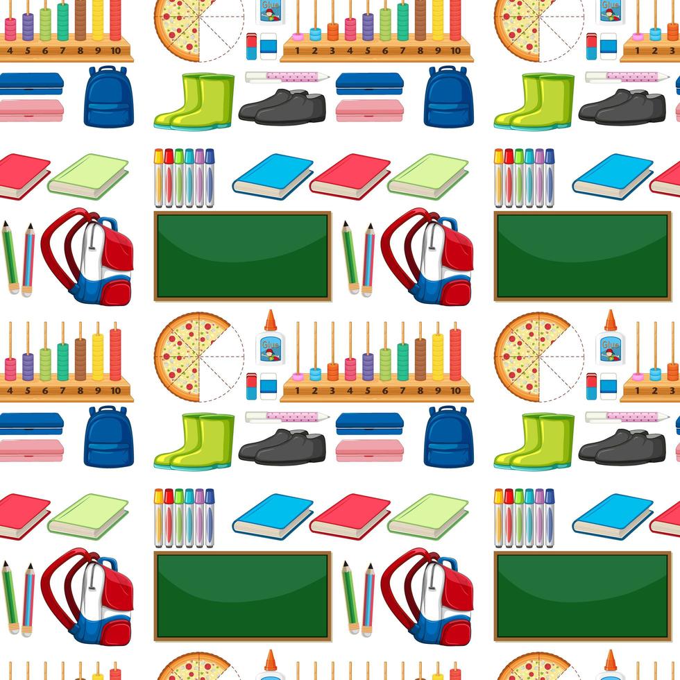 Seamless school items pattern vector