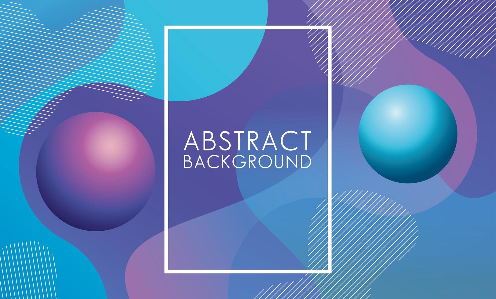 Aqua, Purple Fluid with Square Frame Abstract Background vector