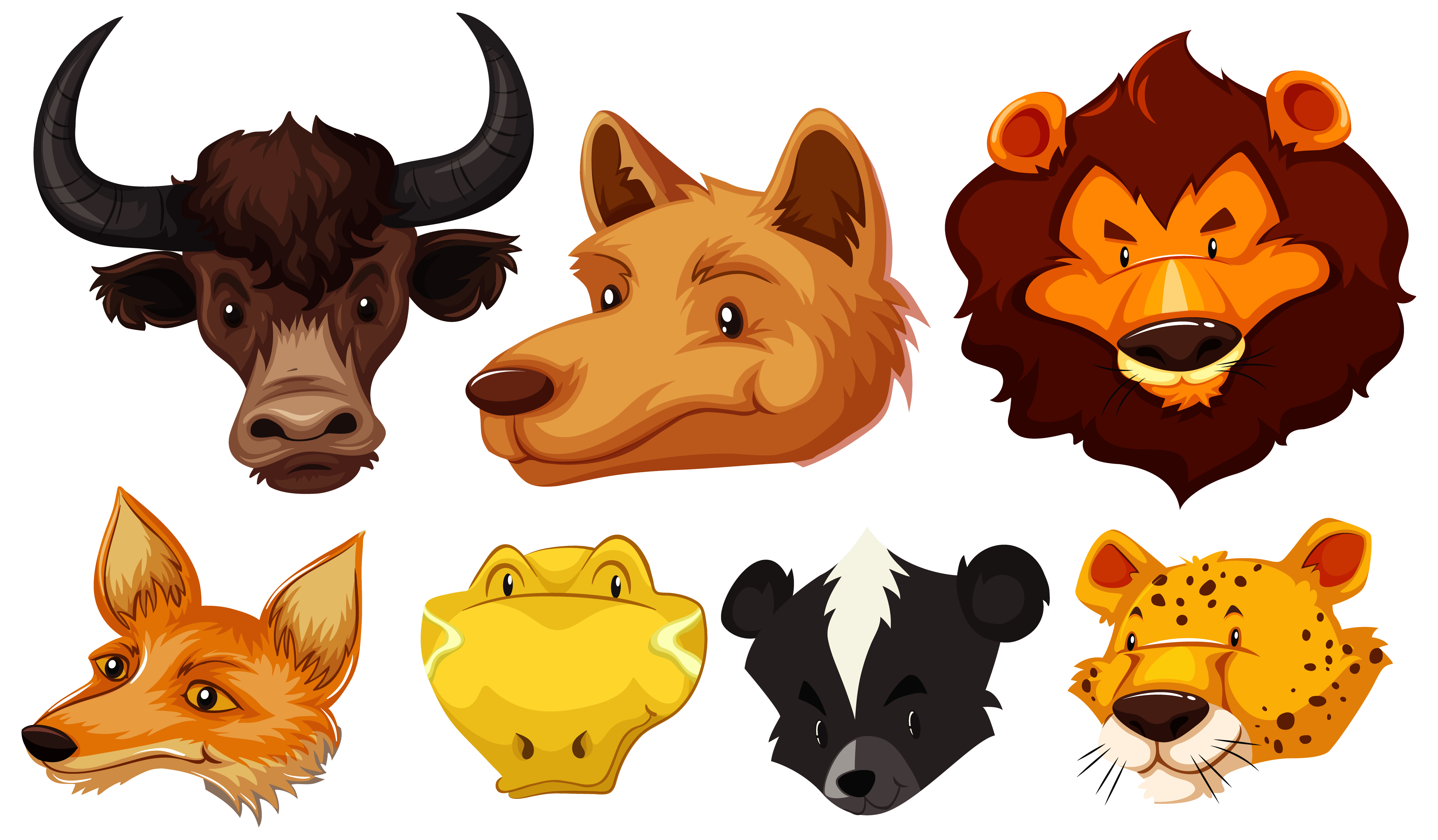 Set of various animal  heads 1235767 Vector Art at Vecteezy 