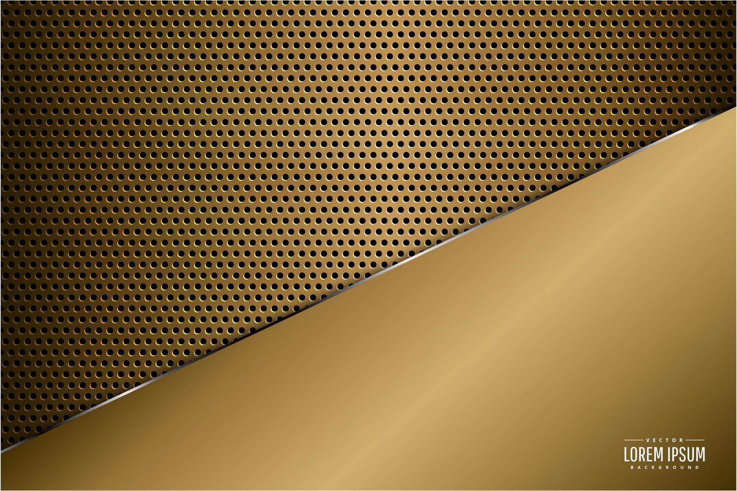 Metallic luxury gold panel over carbon fiber texture vector