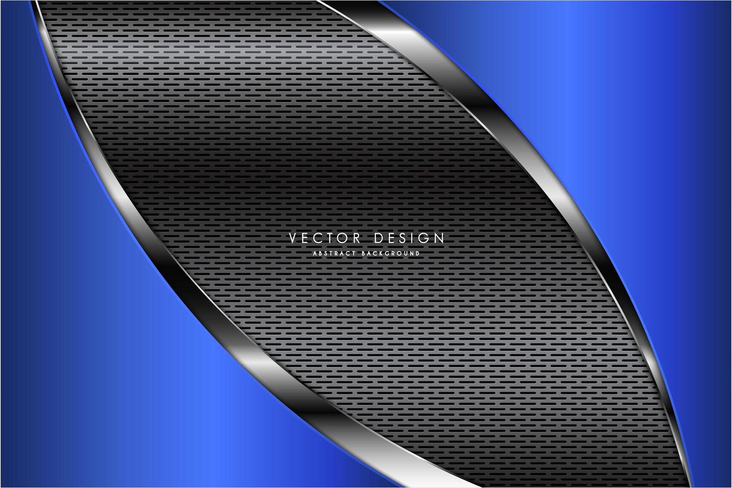 Metallic curved blue and silver panels over grate texture vector