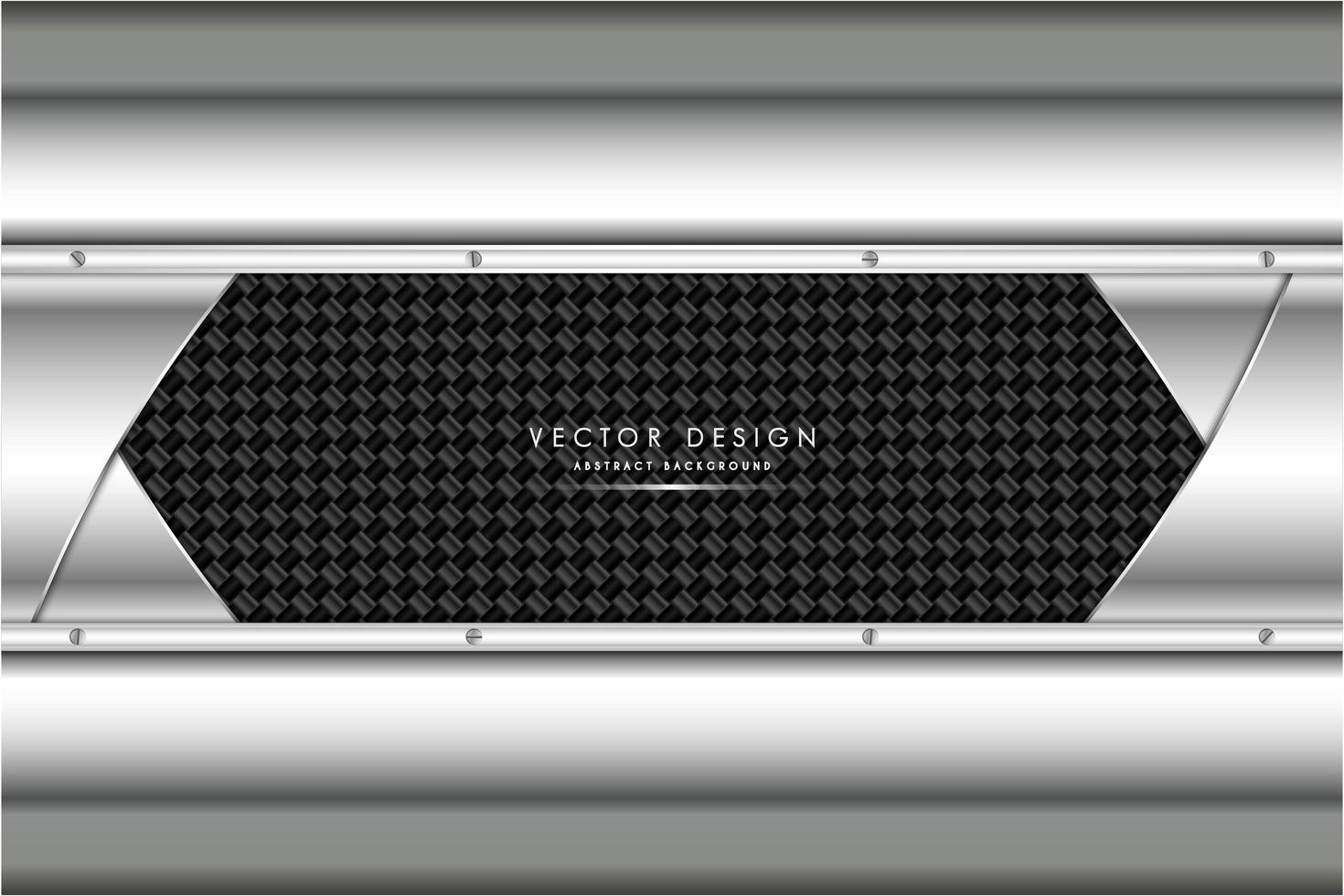 Metallic silver panels with gray carbon fiber texture vector