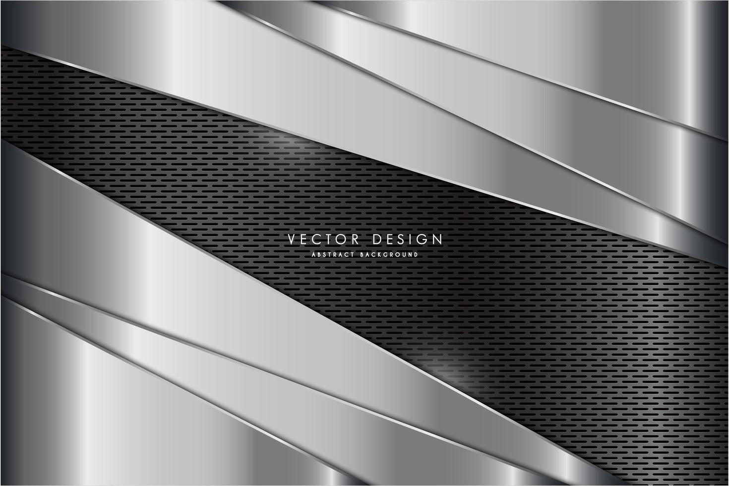 Metallic rounded silver panels with carbon fiber texture vector