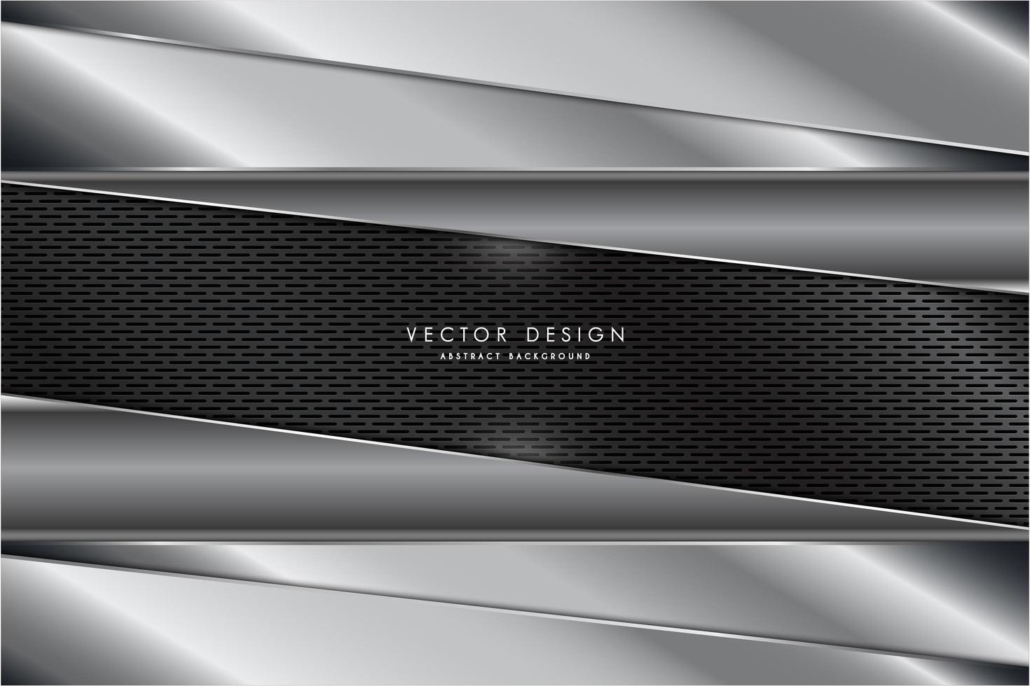 Metallic silver layered panels over gray carbon fiber texture vector