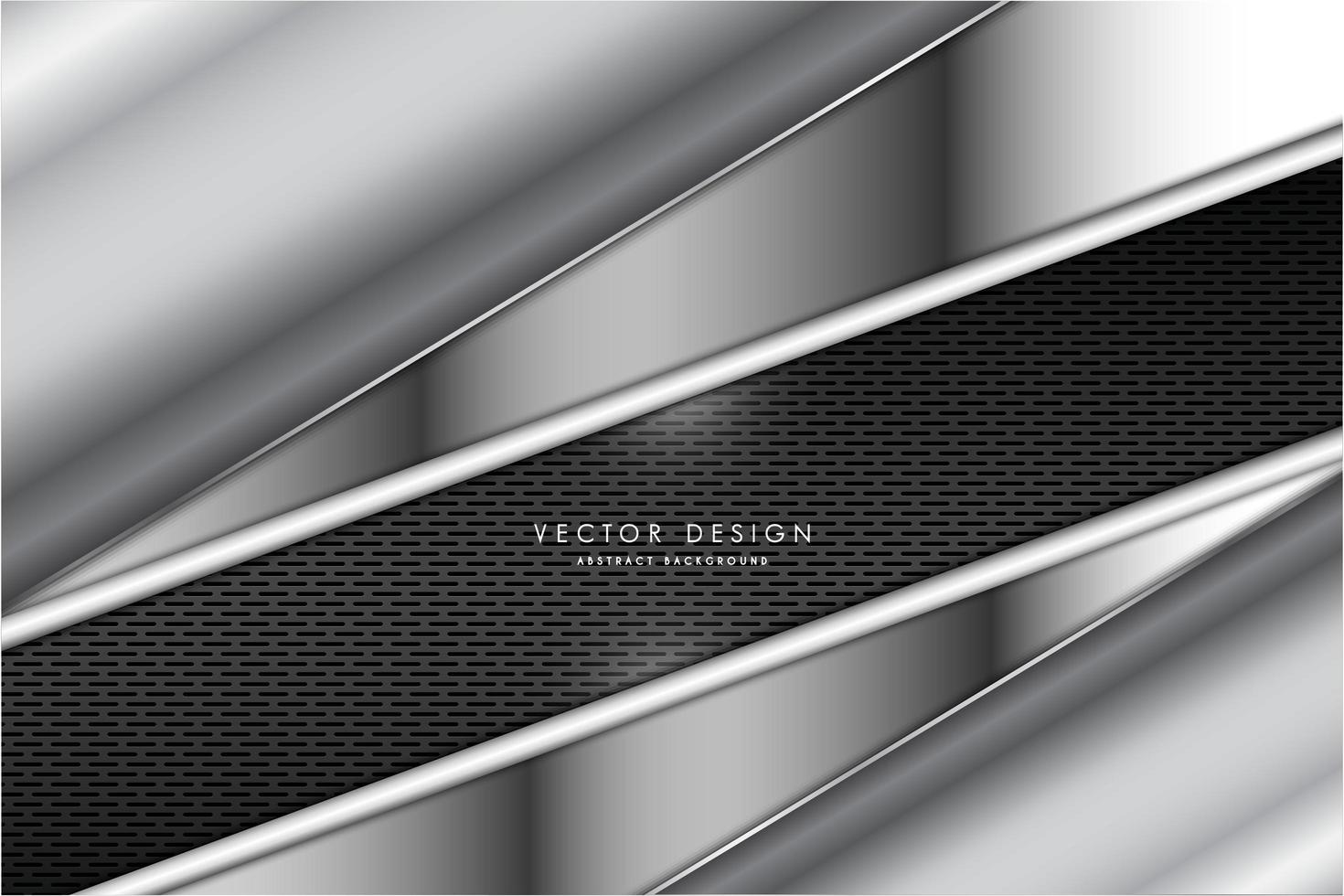 Metallic angled silver panels with dark grate texture vector