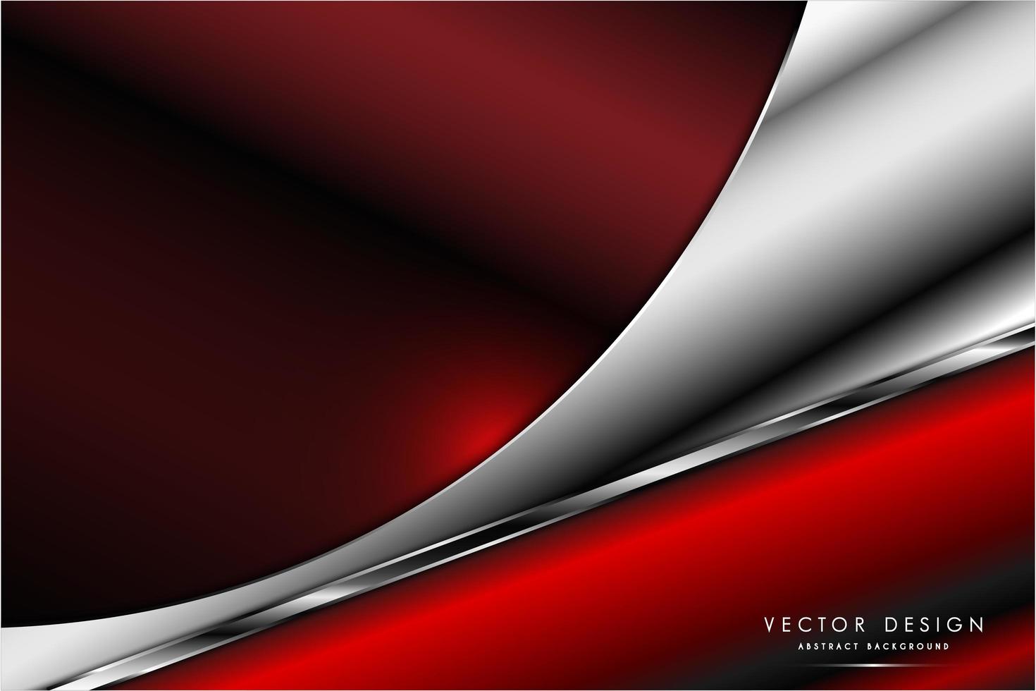 Metallic red and silver dynamic curved design vector