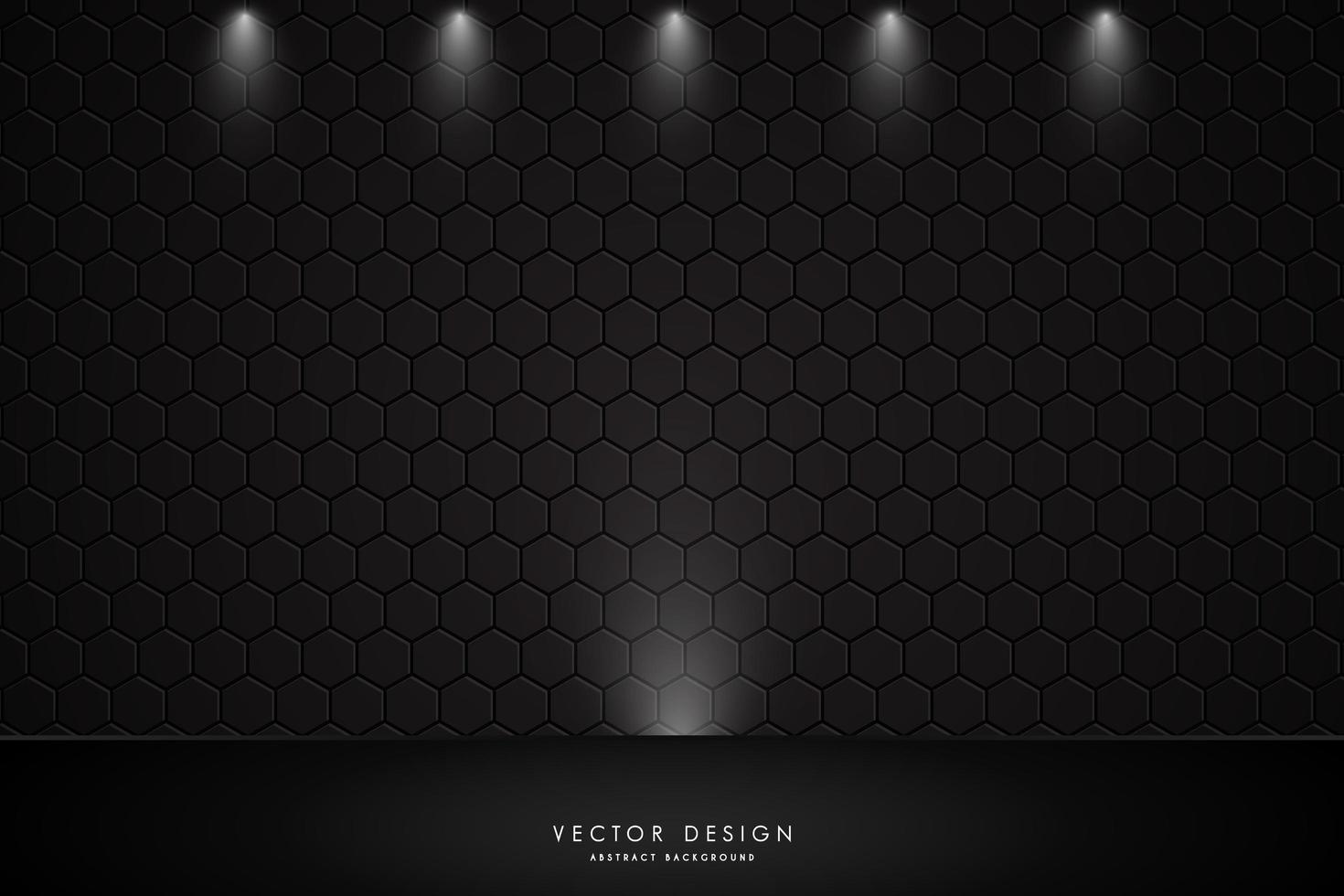 Metal studio backdrop with spotlight and polygon wall texture vector