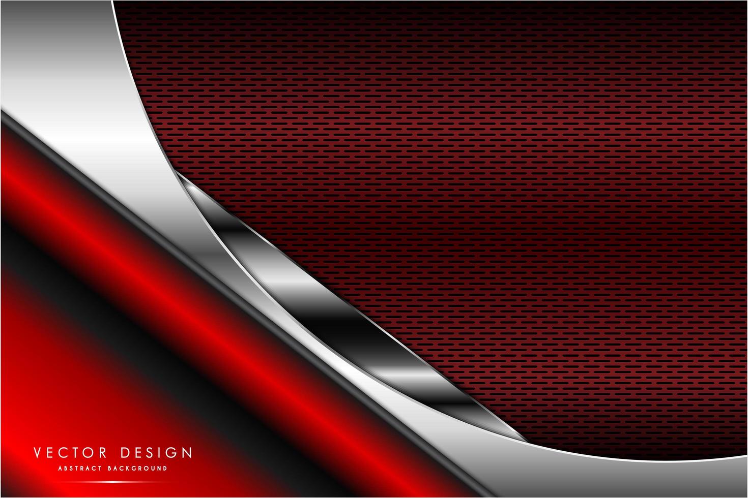 Metallic red and silver design with carbon fiber texture vector