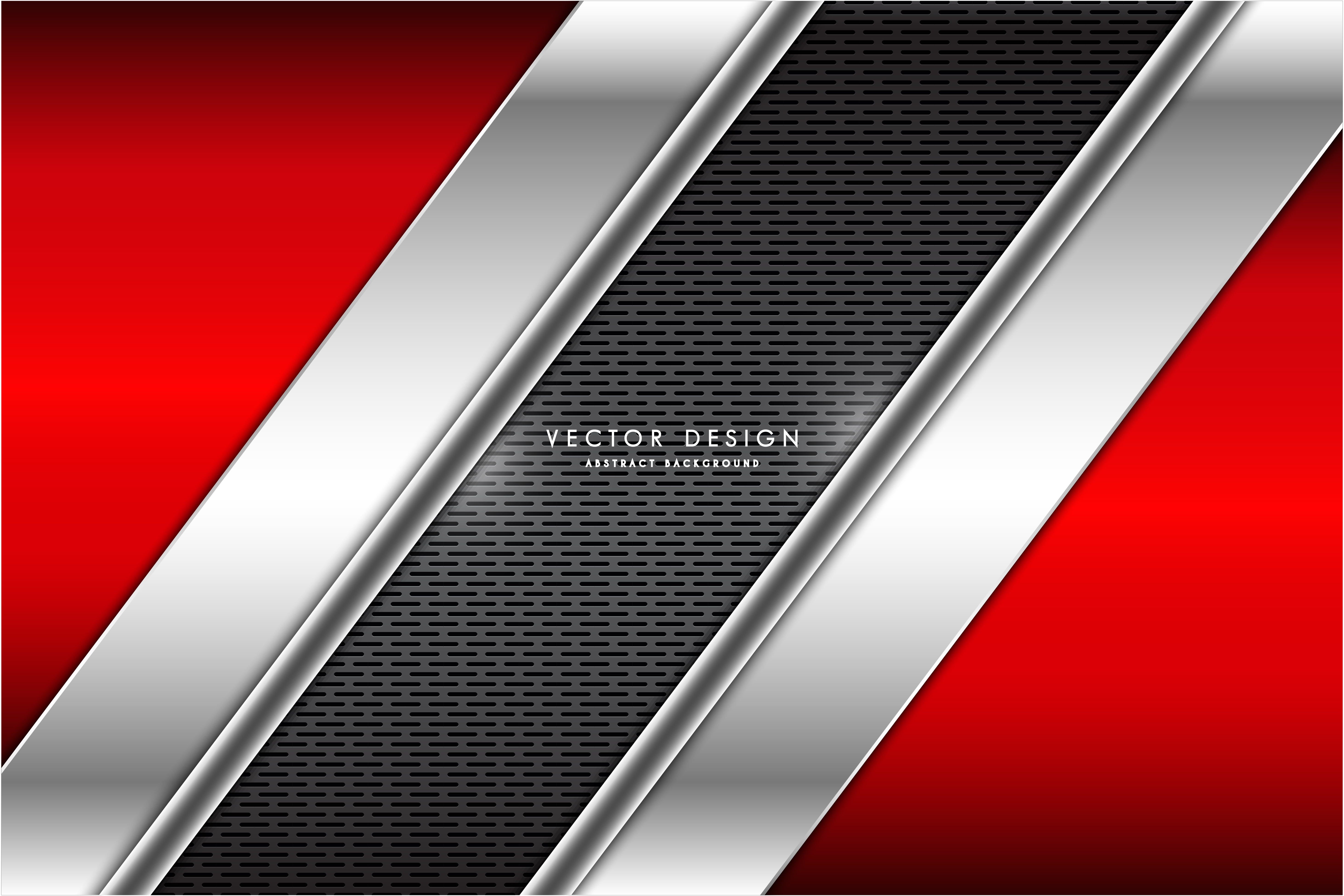 Metallic angled red and silver panels over grate texture 1235812 Vector