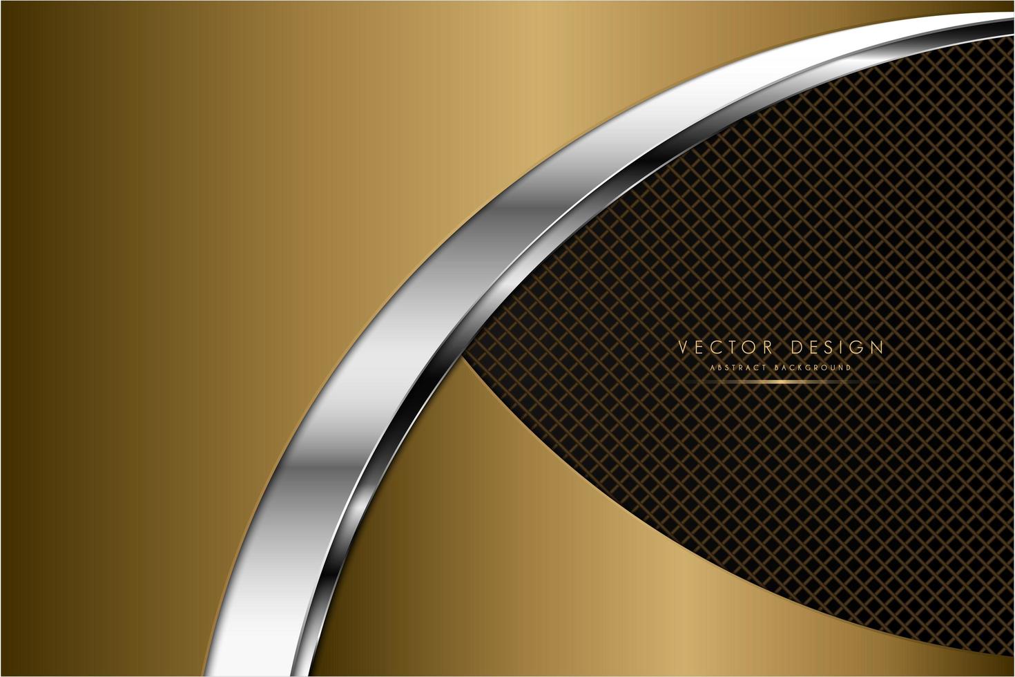 Metallic curved gold and silver plates over grate texture vector