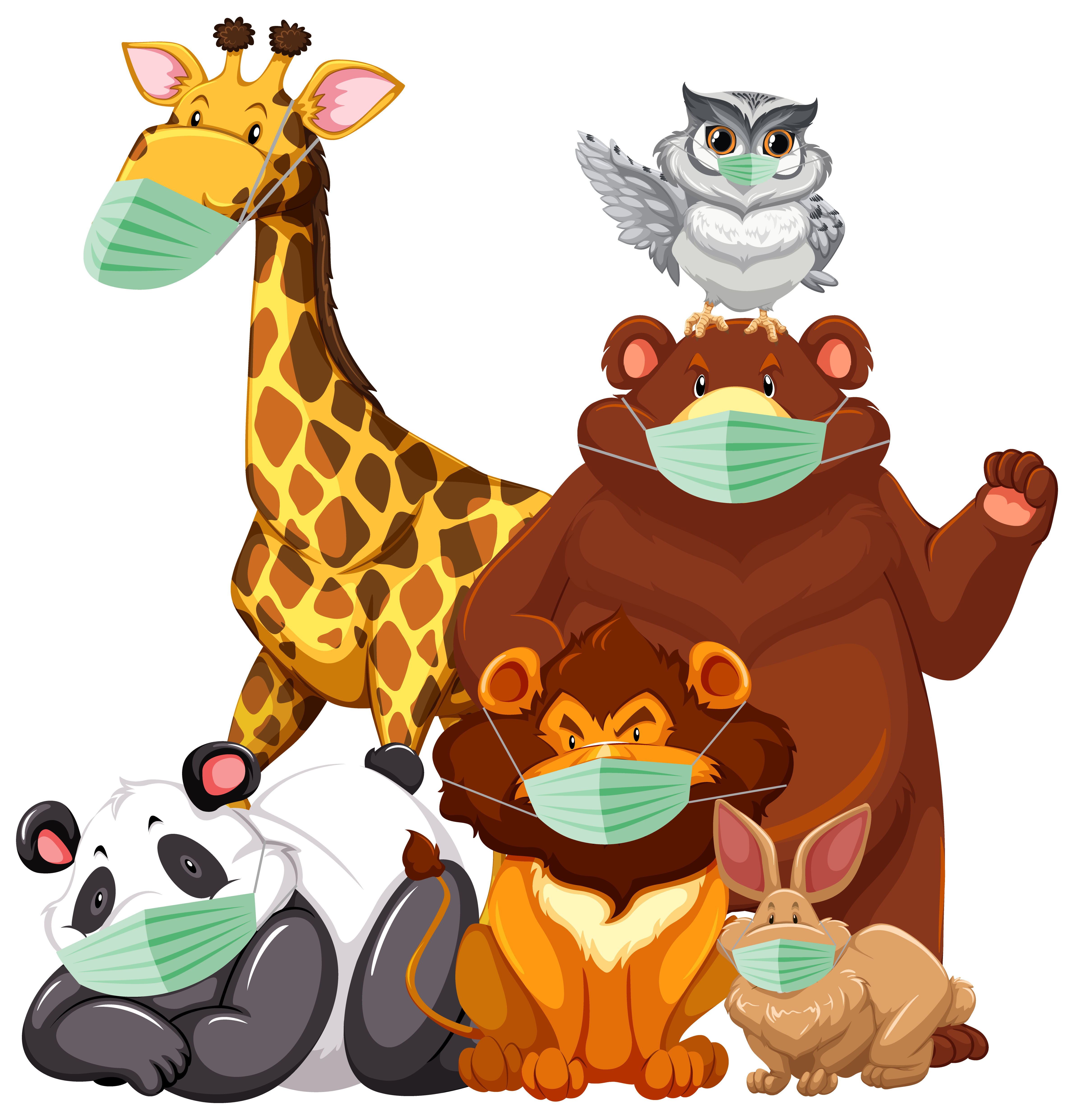 Wild animals wearing masks 1235828 Vector Art at Vecteezy