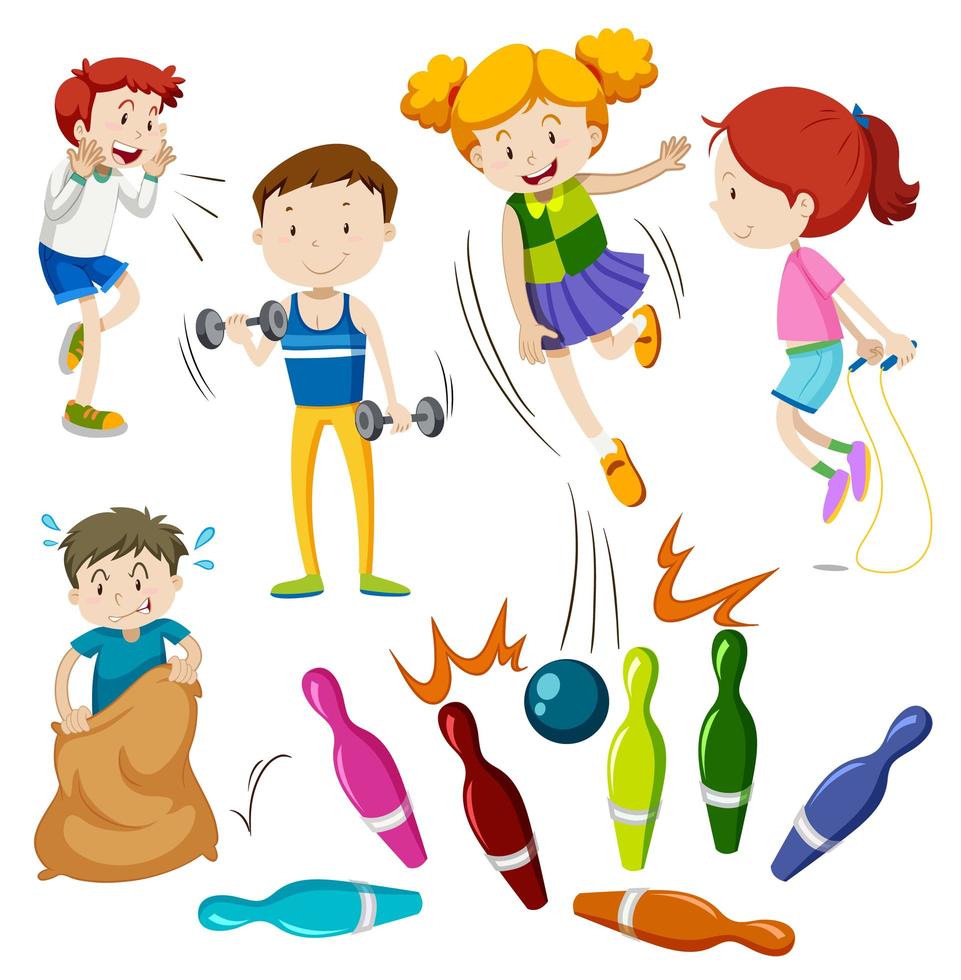 Many children playing different sports vector