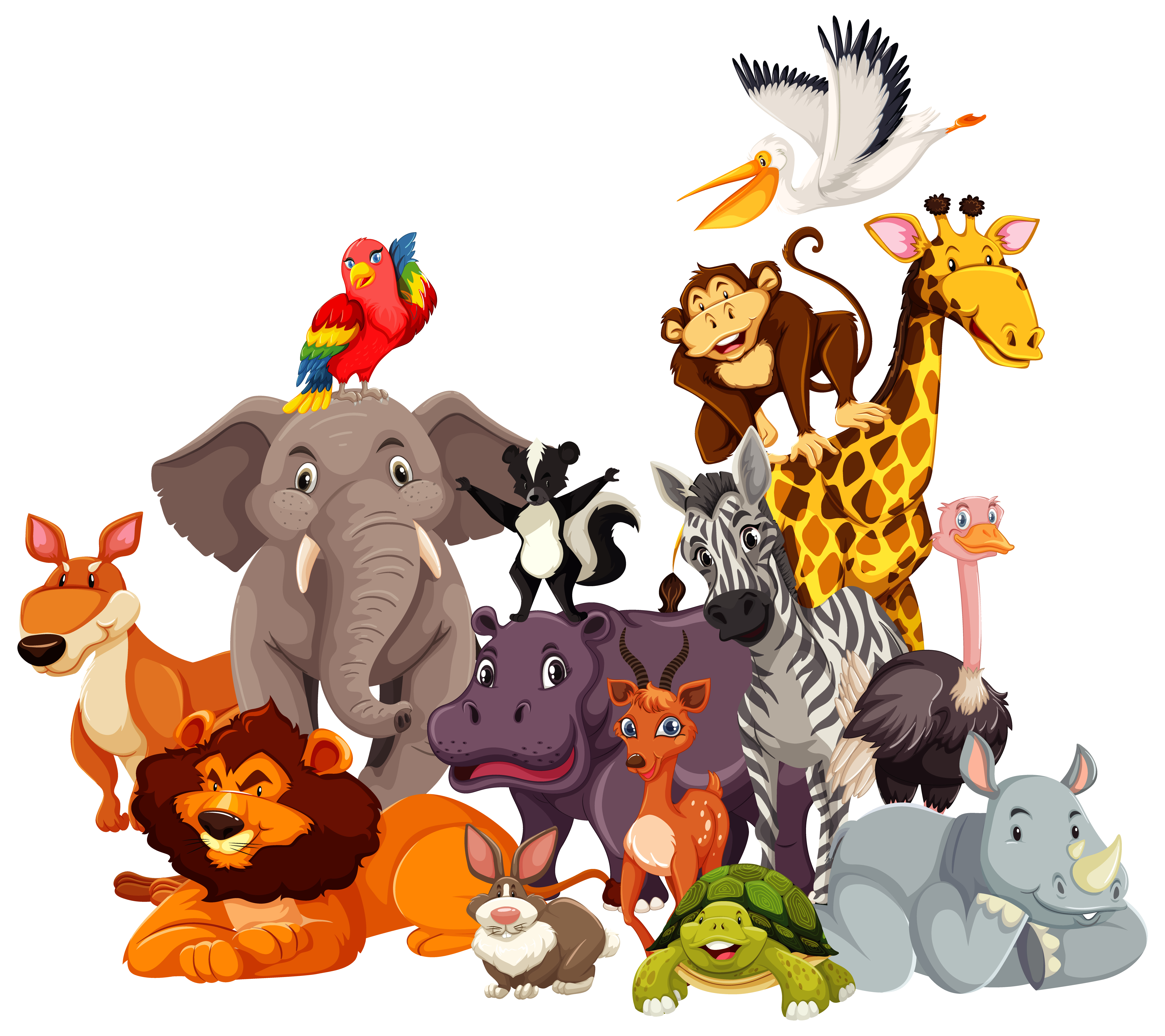 Group of wild animal cartoon characters 1235848 Vector Art at Vecteezy