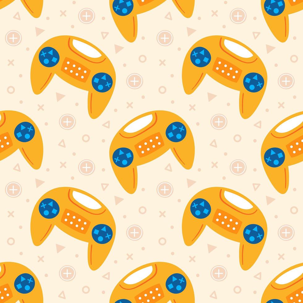 Cute yellow joysticks flying seamless pattern vector