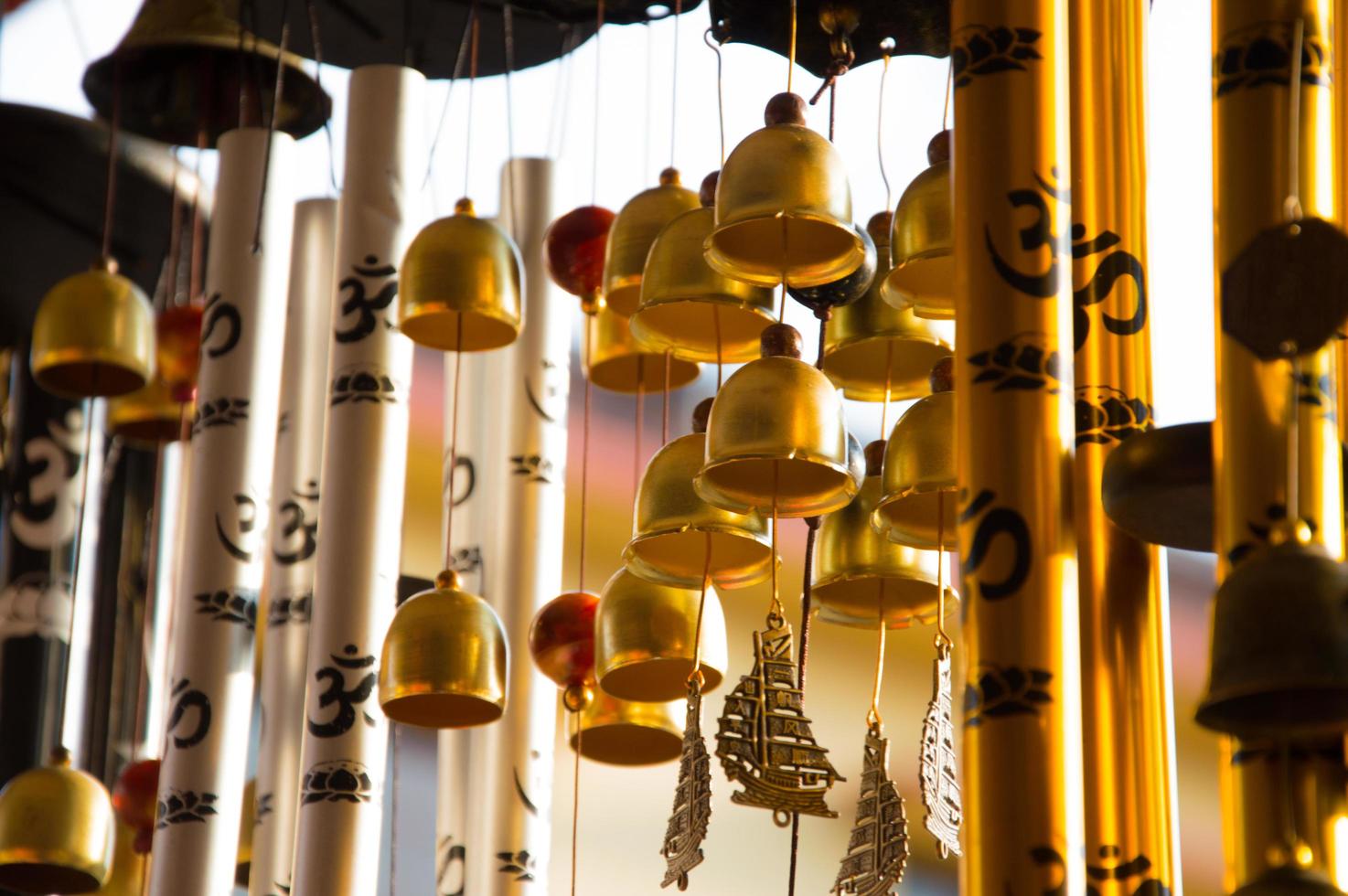 Gold colored chimes photo