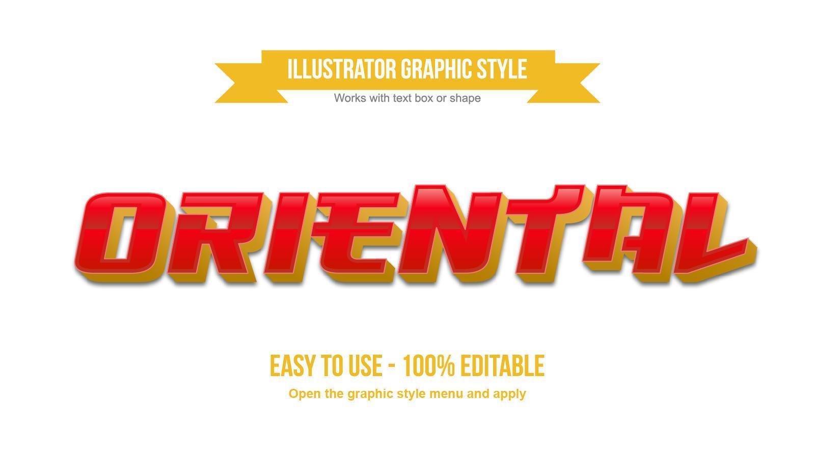 Red 3D Oriental Metallic Text Effect vector
