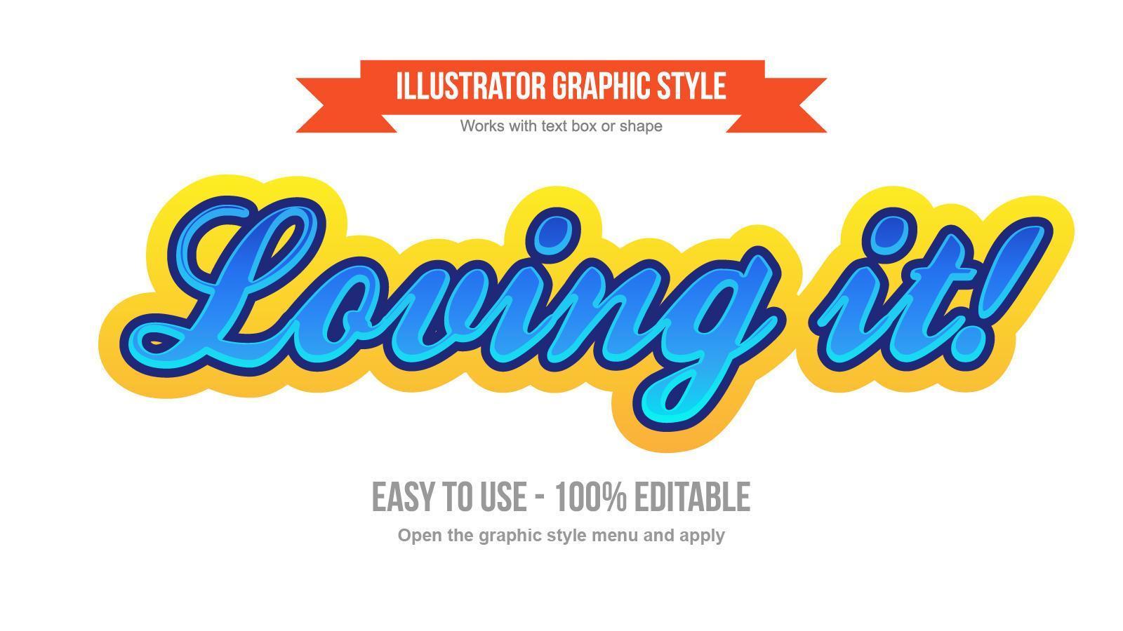 Blue Modern Cursive 3D Text Style with Yellow outline vector