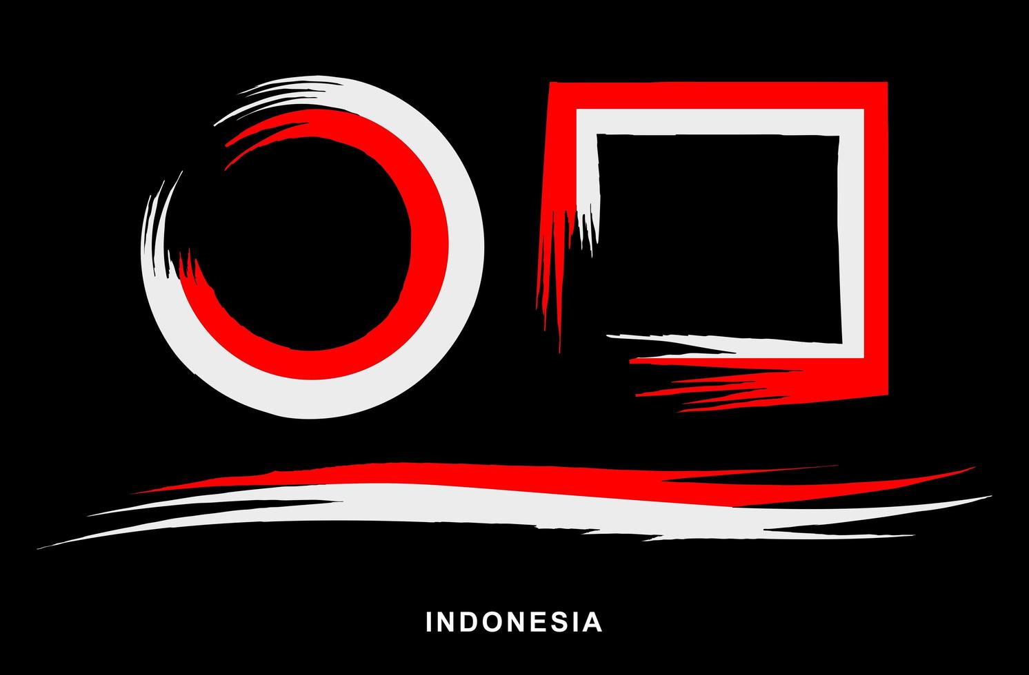 Indonesian red and white painted brush strokes vector