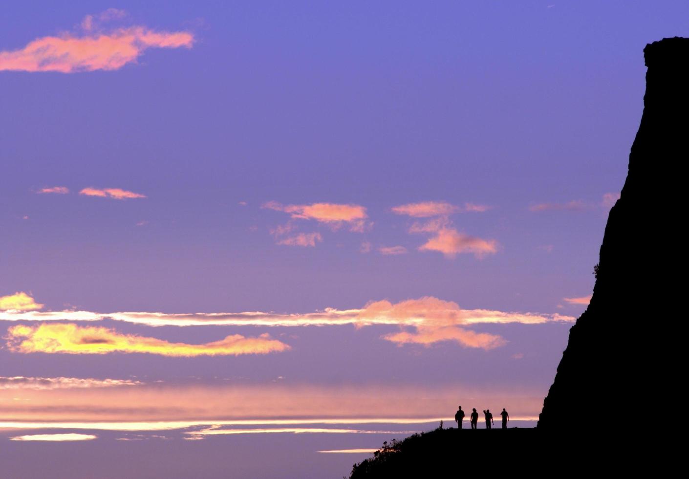 Sunset on Salisbury Crags in Edinburgh, Scotland photo