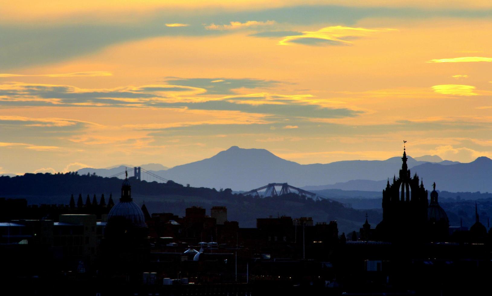 Edinburgh skyline at sunset photo