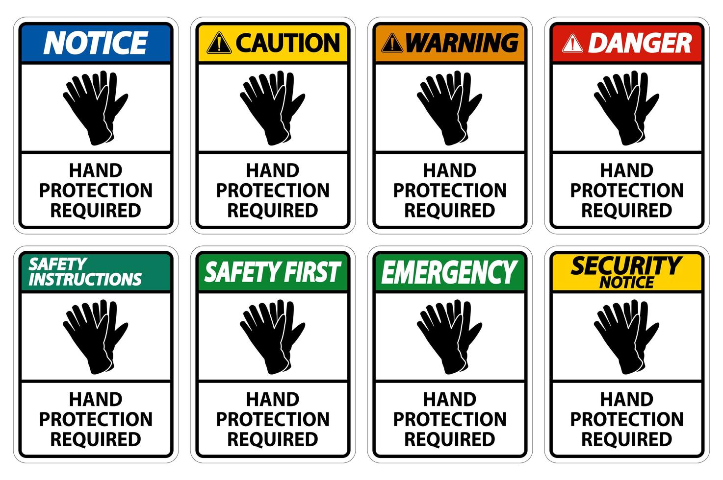 Hand Protection Required Sign Set vector