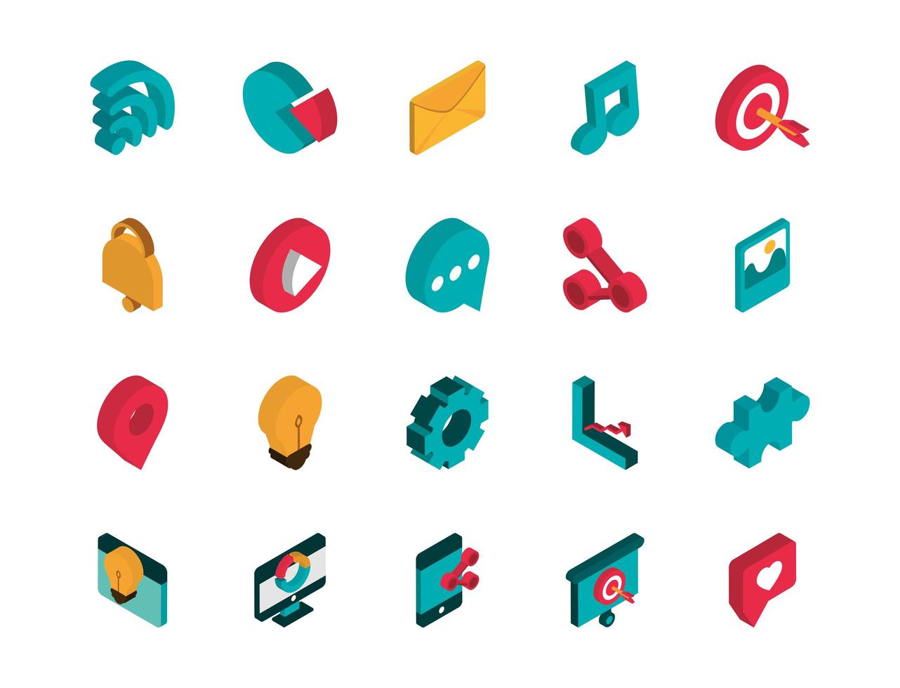 Marketing and social network icons set vector