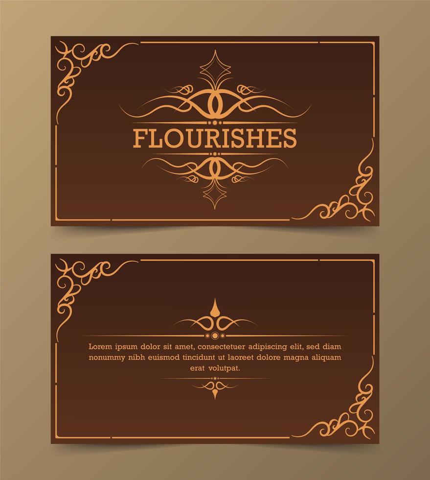 Vintage ornament flourish card set vector