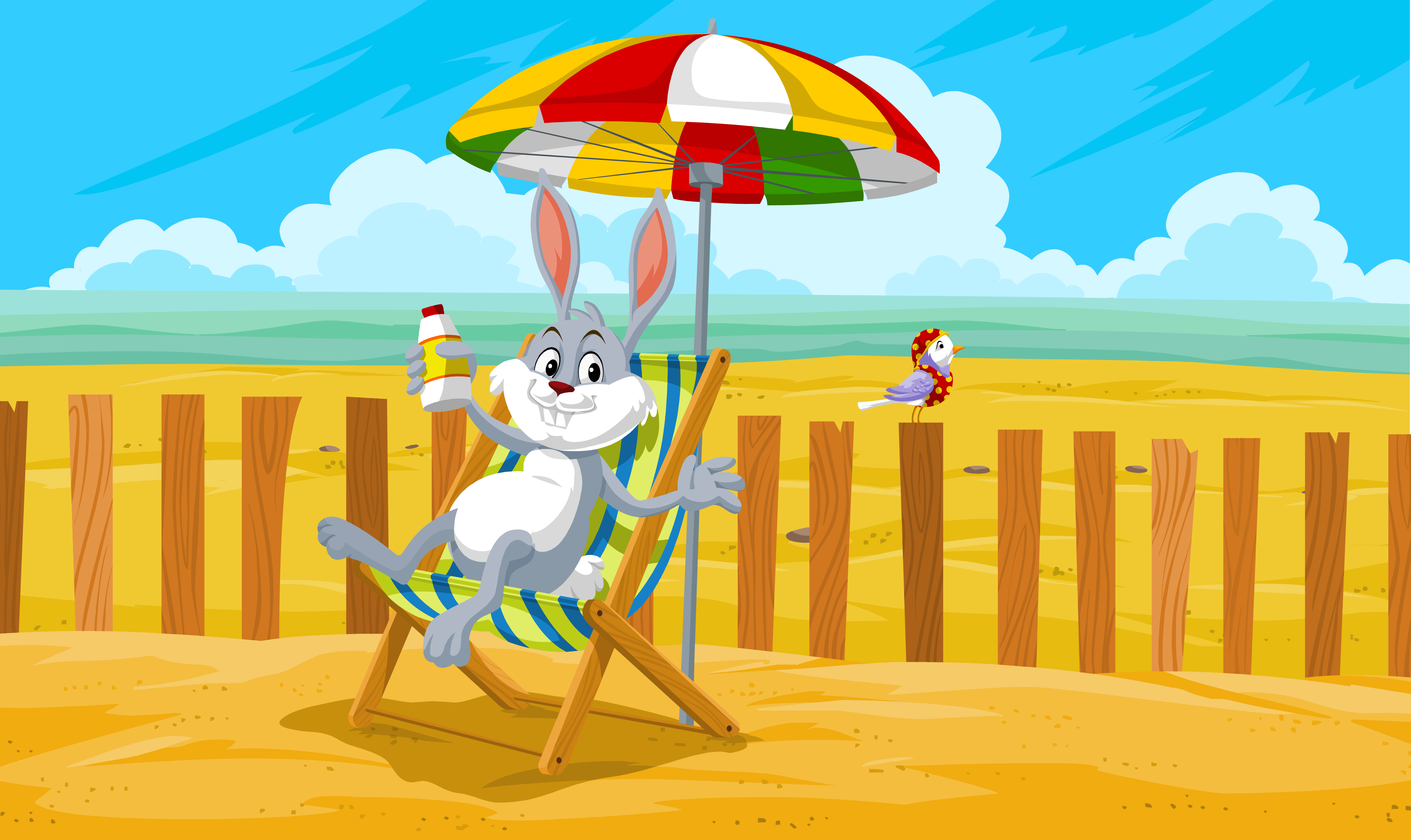 Rabbit at the Beach 1236111 Vector Art at Vecteezy