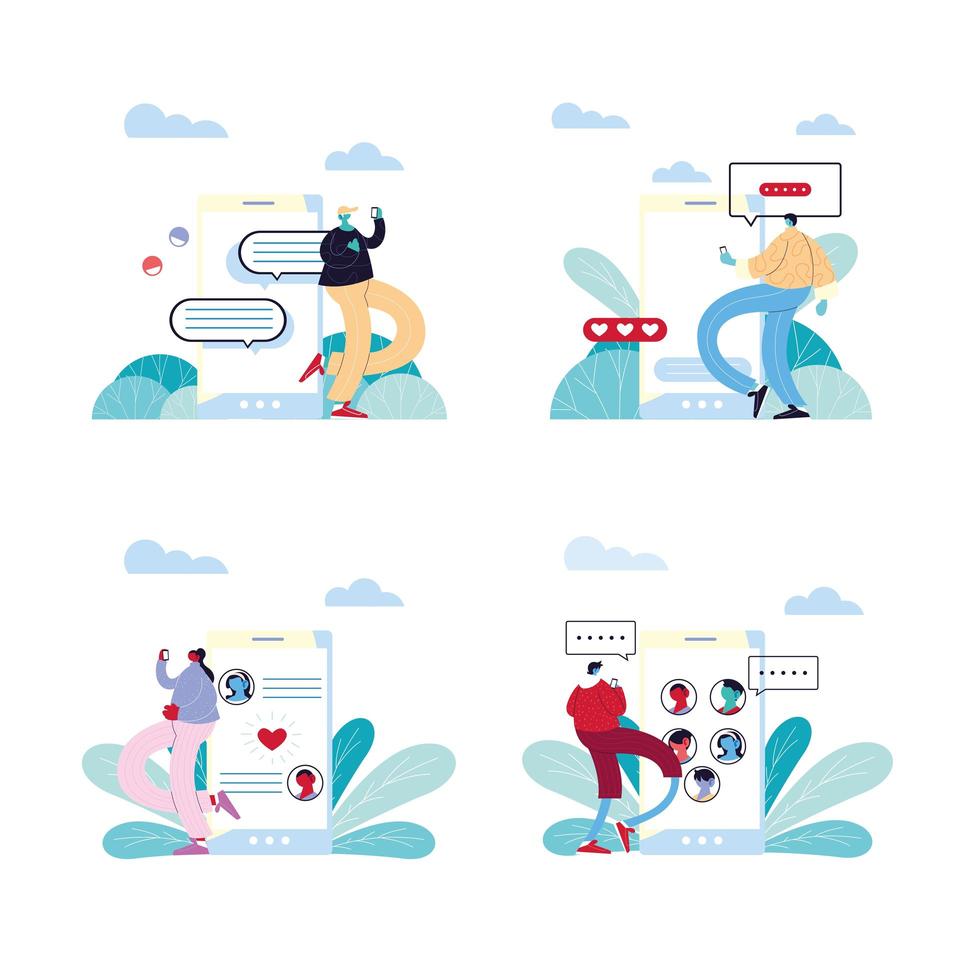 People and smartphones chatting vector