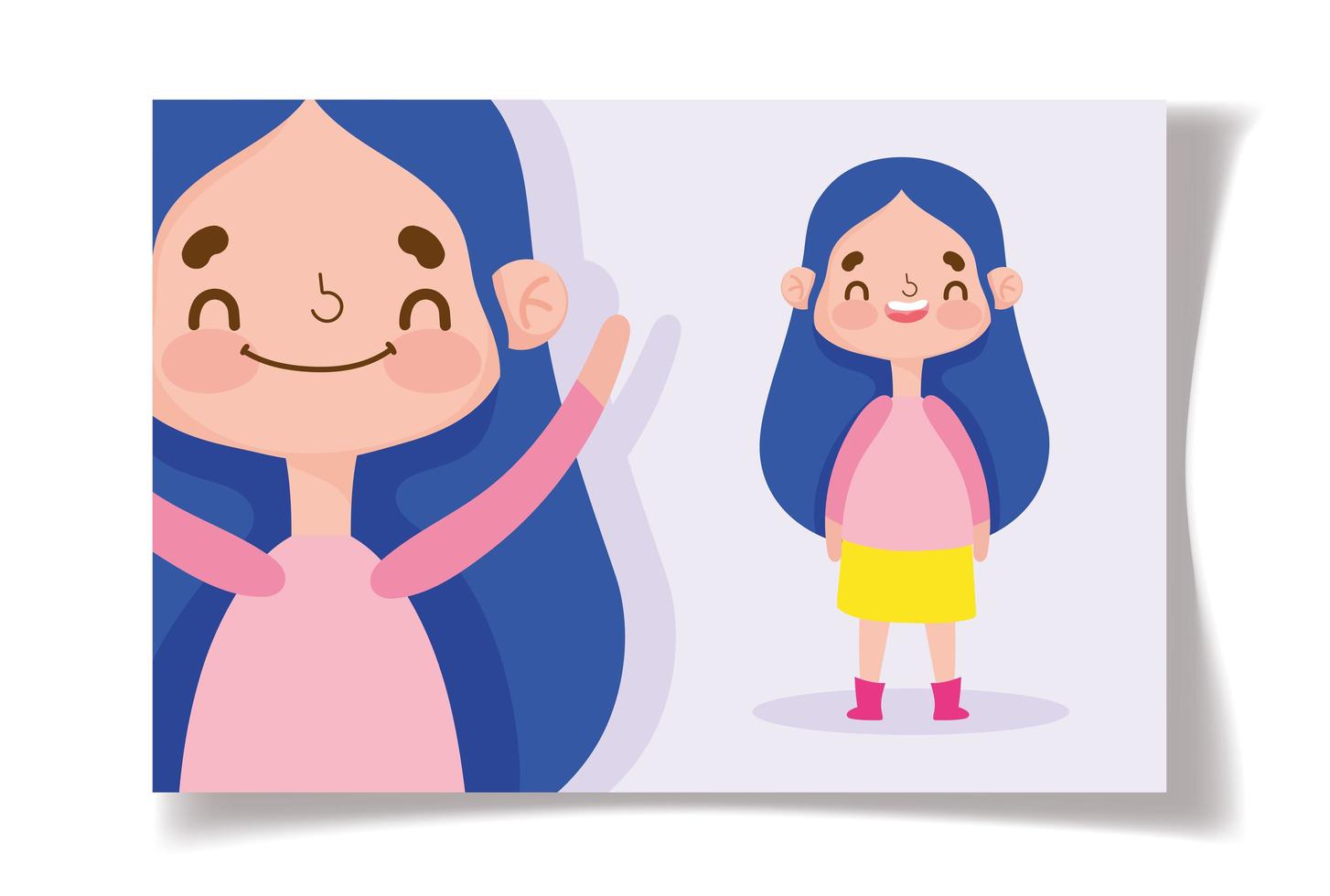 Little girl smiling greeting card template vector