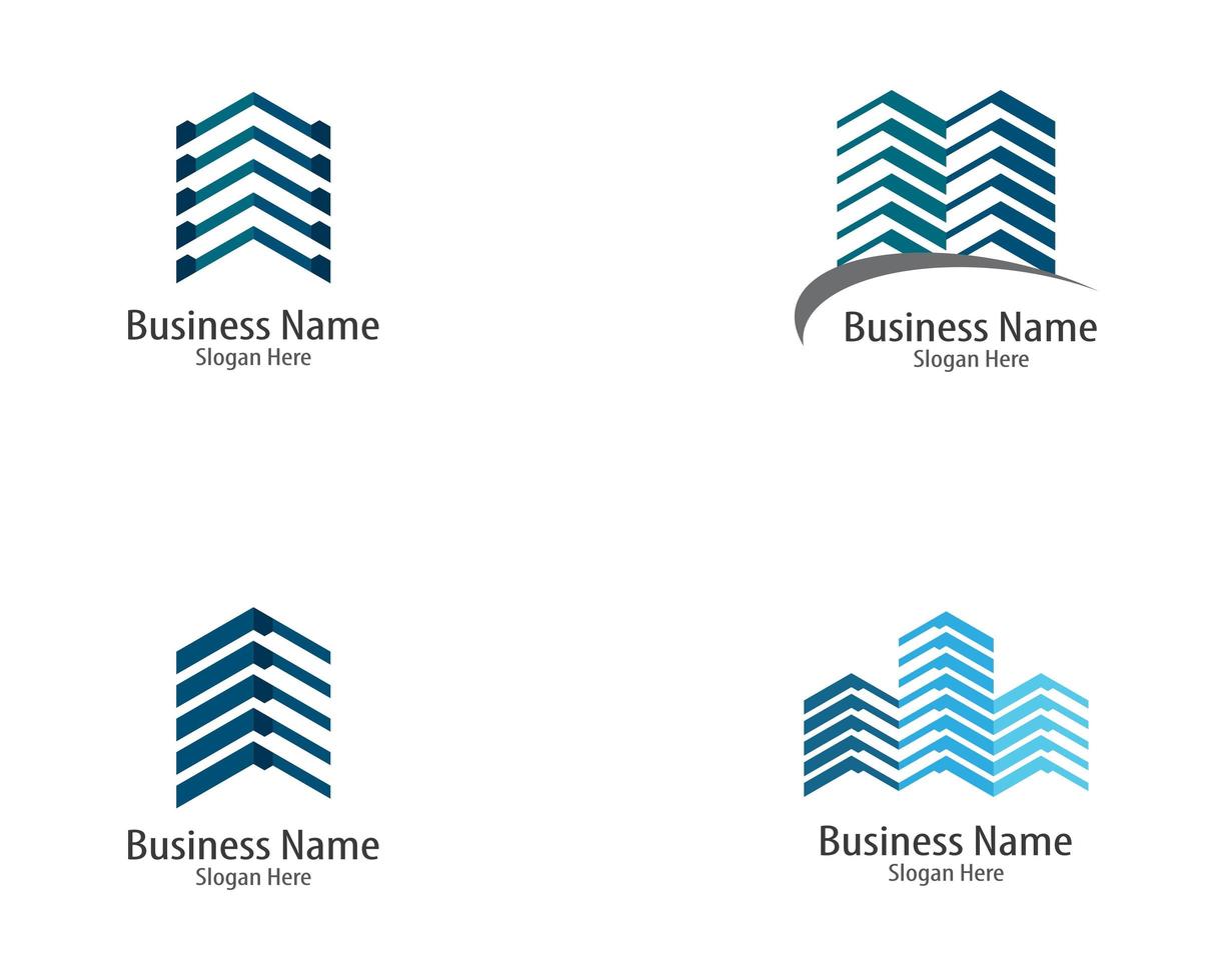 Blue line real estate icon set vector