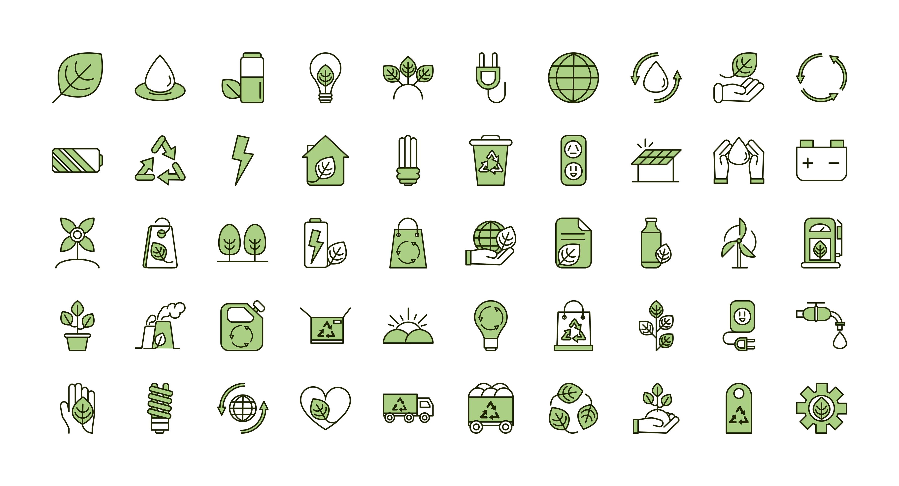 Set of green icons of eco and environmental sustainability 1236194