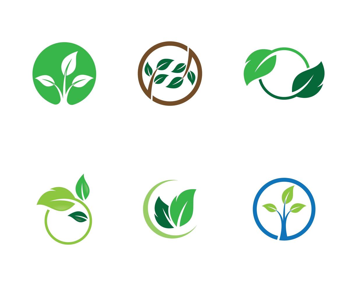 Circular green ecology logo set  vector