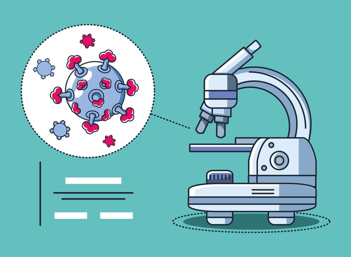 investigación de microscopio de laboratorio y coronavirus vector