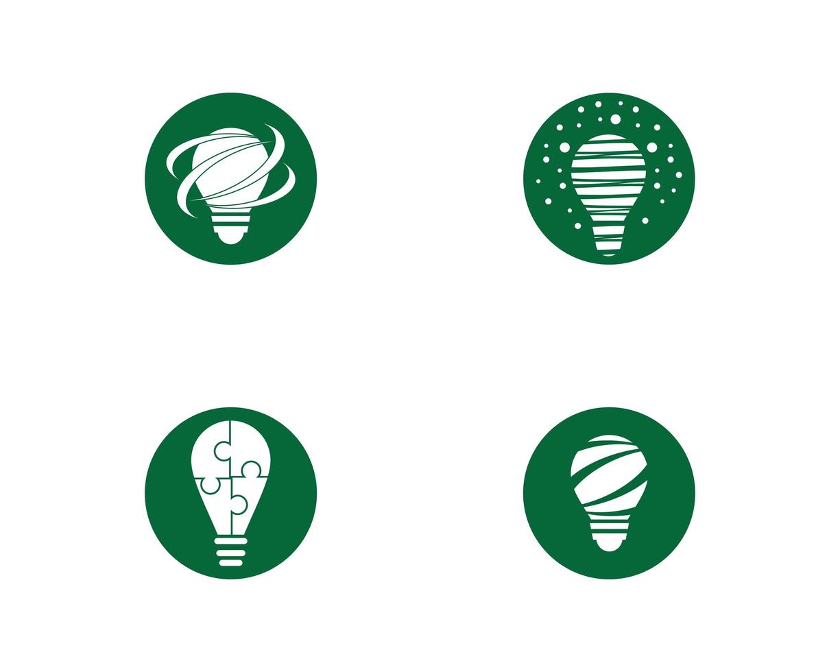 conjunto de iconos de logotipo de bombilla verde vector