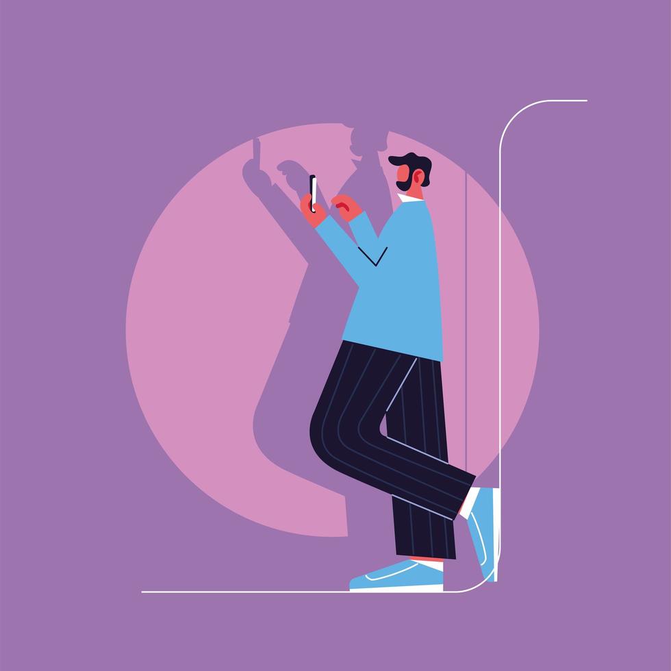 Man using smartphone, social media concept vector