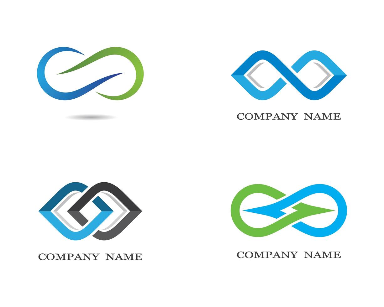 Blue, Green, Gray Infinity Symbol Logo Set vector