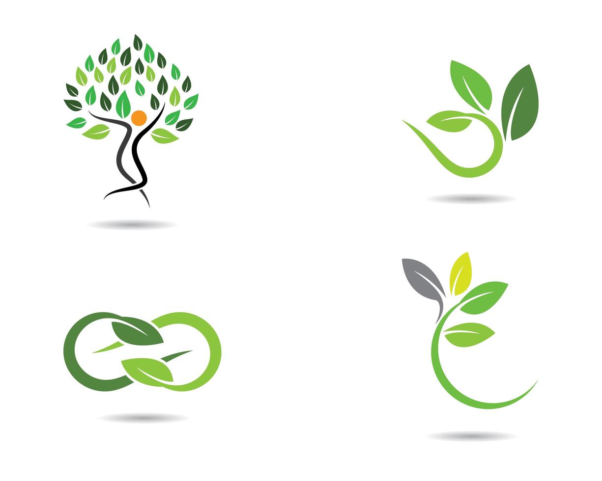 conjunto de logotipos de icono de hoja de ecología vector