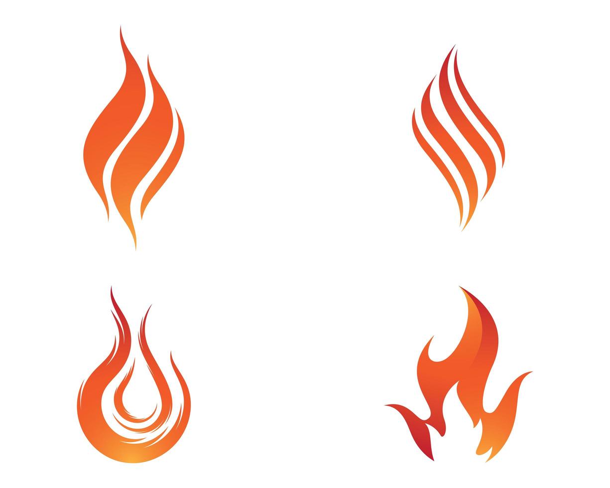 Orange, Red Fire Symbol Icons Set vector