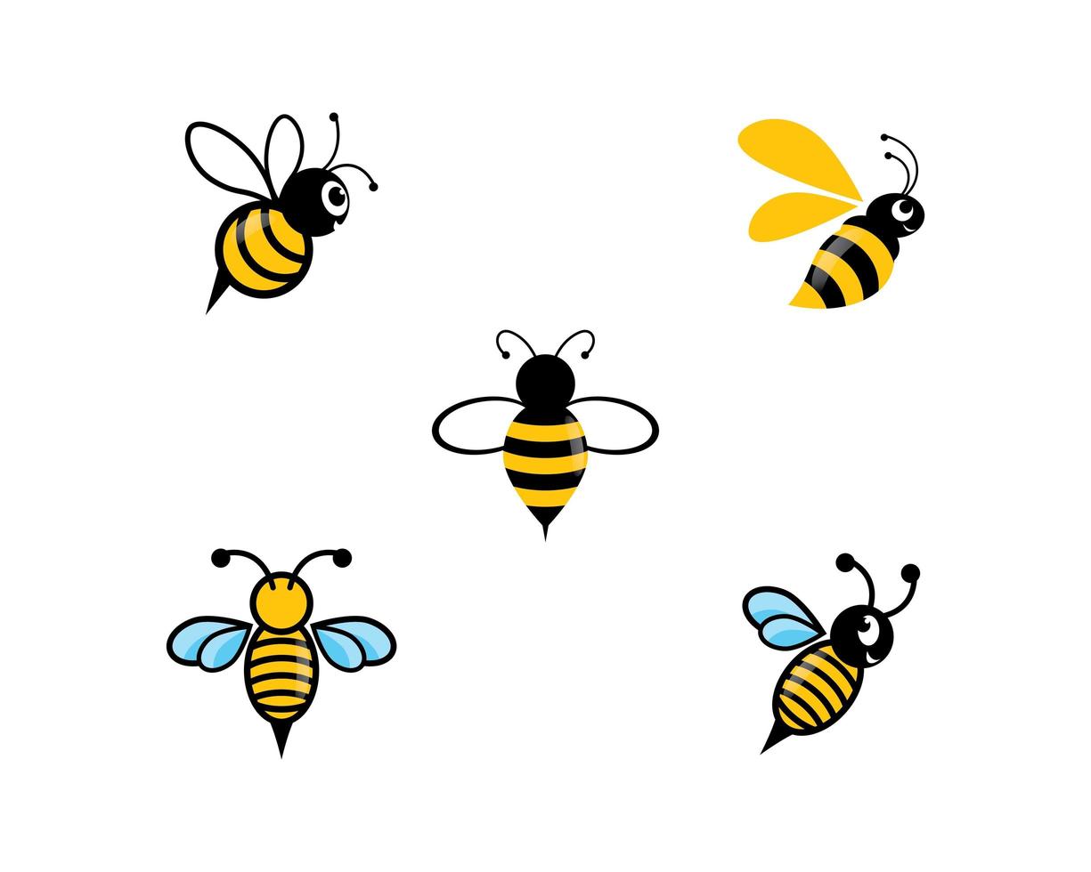 lindo conjunto de logo de abeja vector