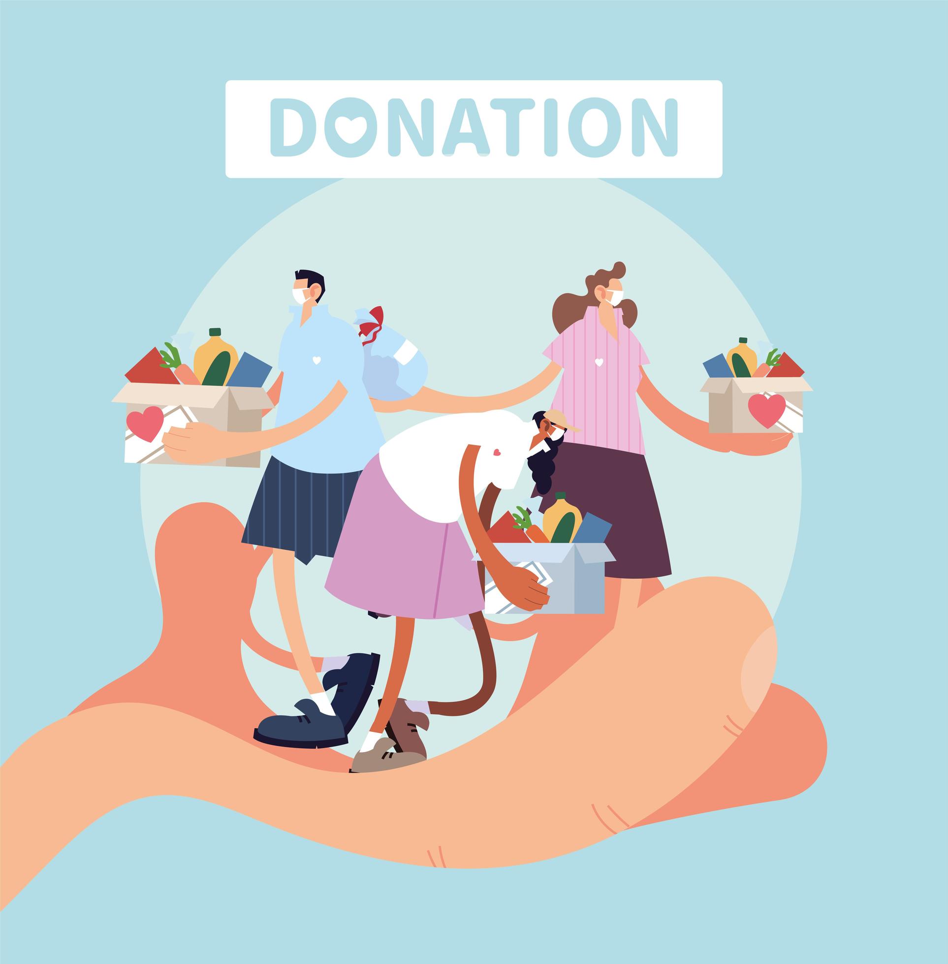 Hand with people as a reference of charity donation 1236372 Vector Art