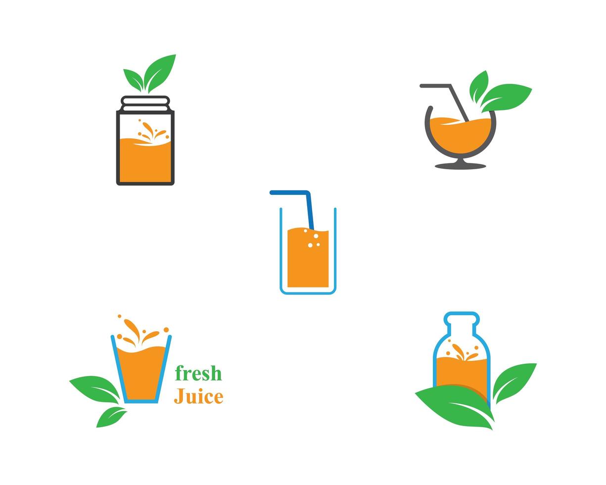 Fresh juice logo icon set vector