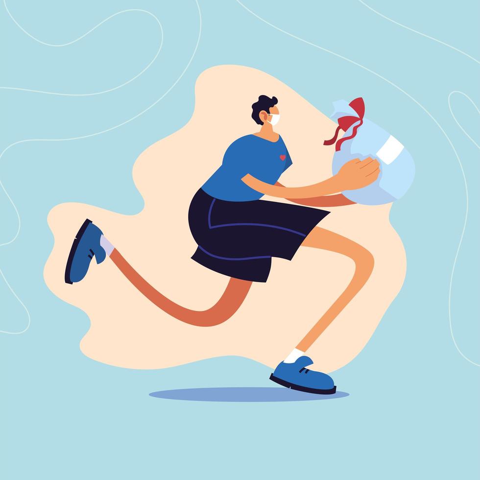 Man running with bag for charity donation 1236382 Vector Art at Vecteezy