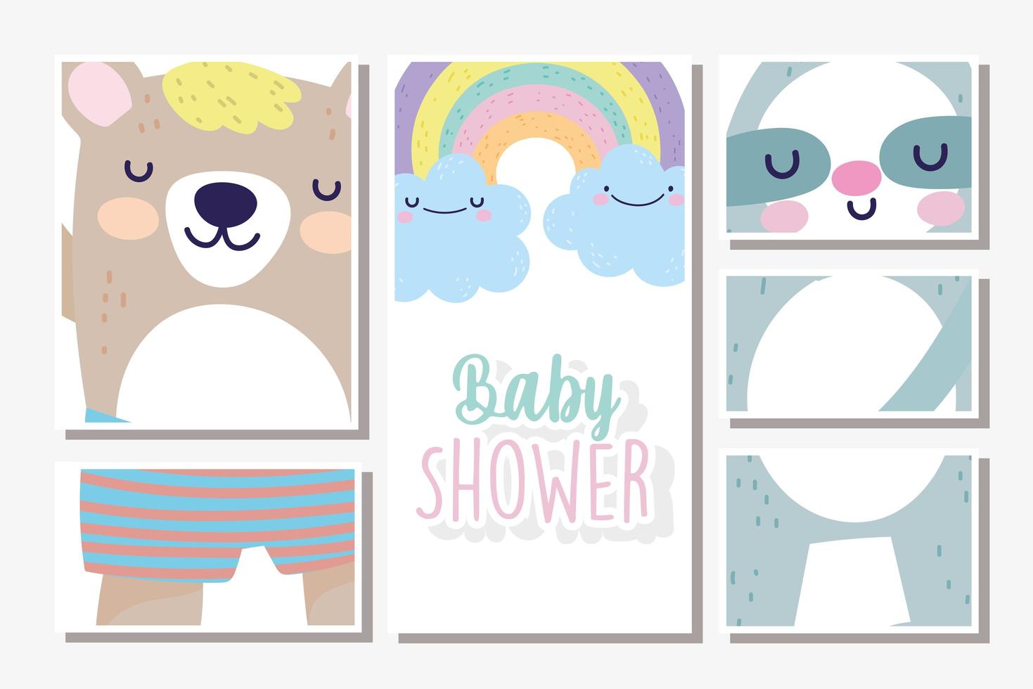 plantilla de tarjeta de varios marcos de baby shower vector