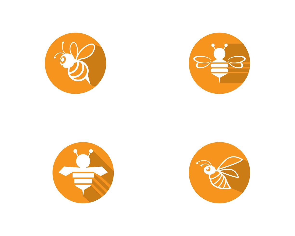 Round bee icon set  vector