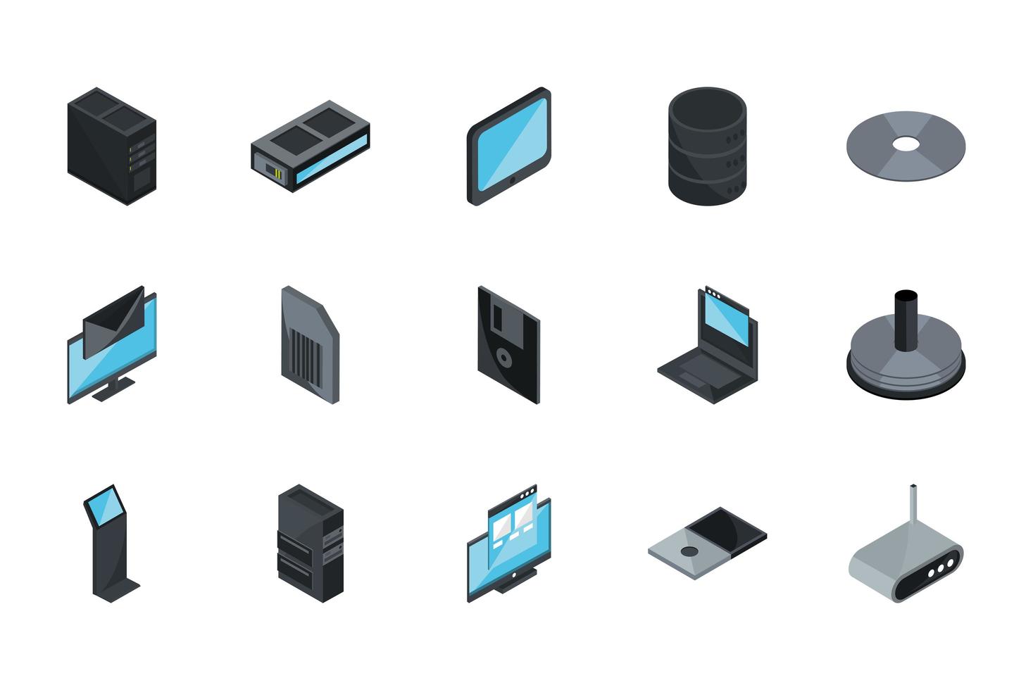 conjunto de iconos de tecnología e internet vector