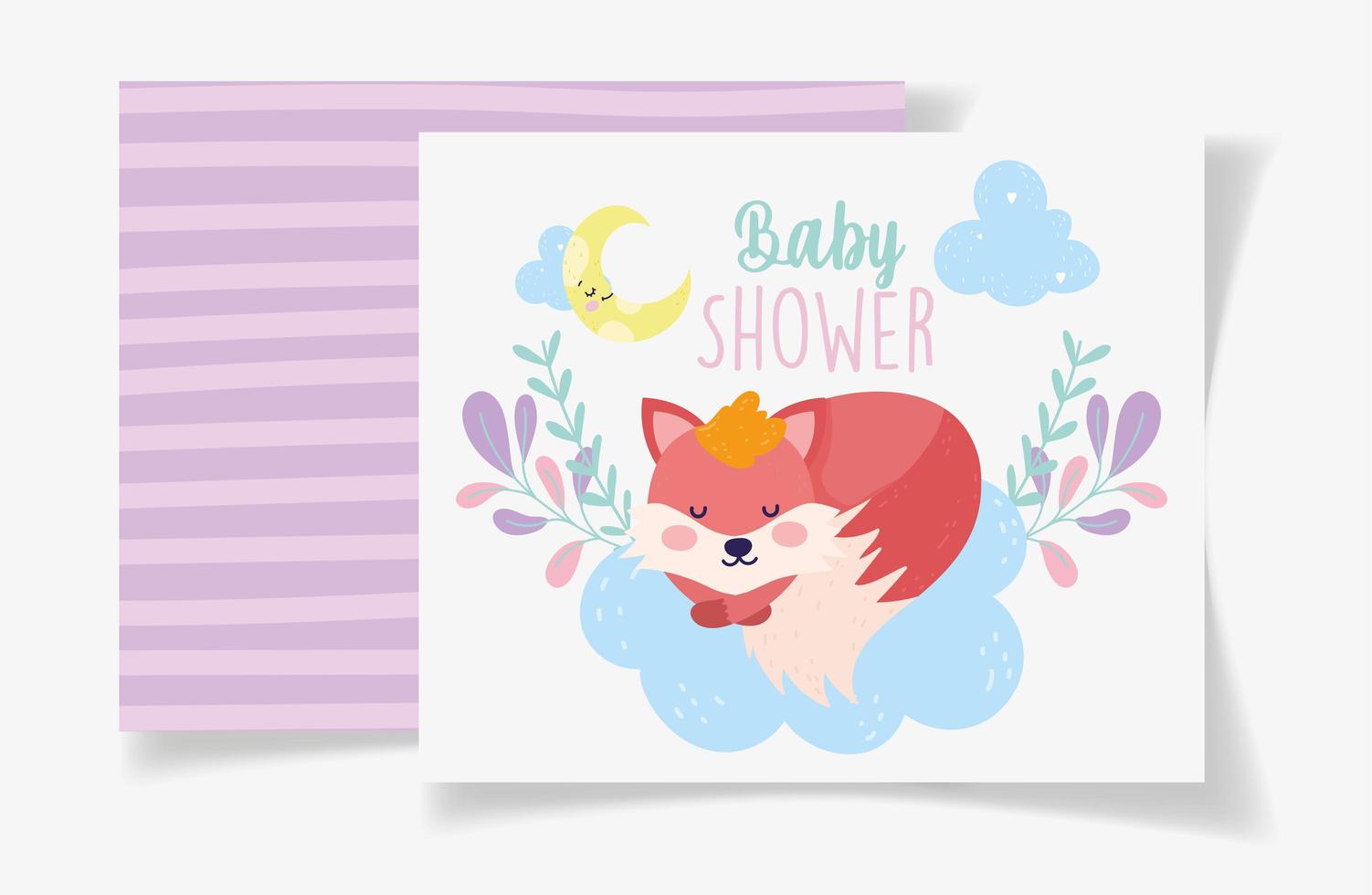 plantilla de tarjeta de baby shower con linda chica zorro vector