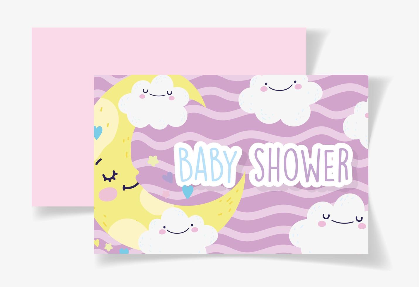 Baby shower card template with cute half moon and clouds vector