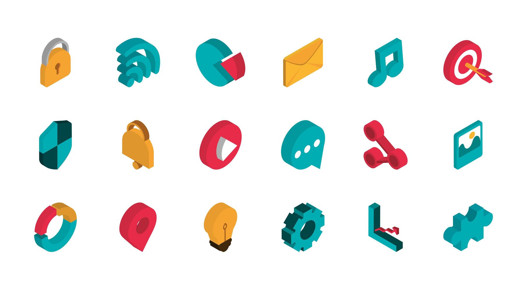 Advertising and marketing icon set isometric vector