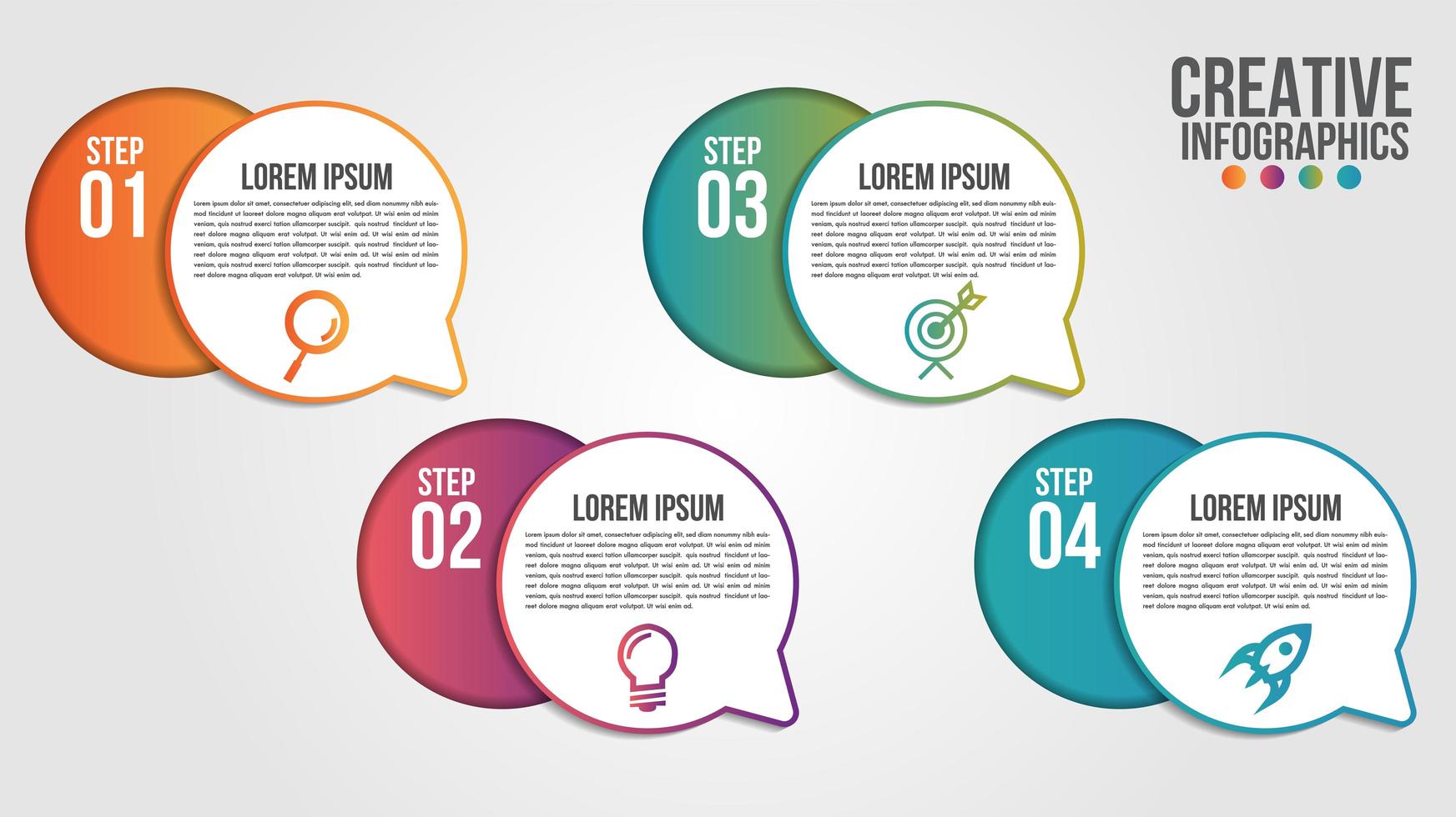 Infographic with gradient circles and speech bubbles vector